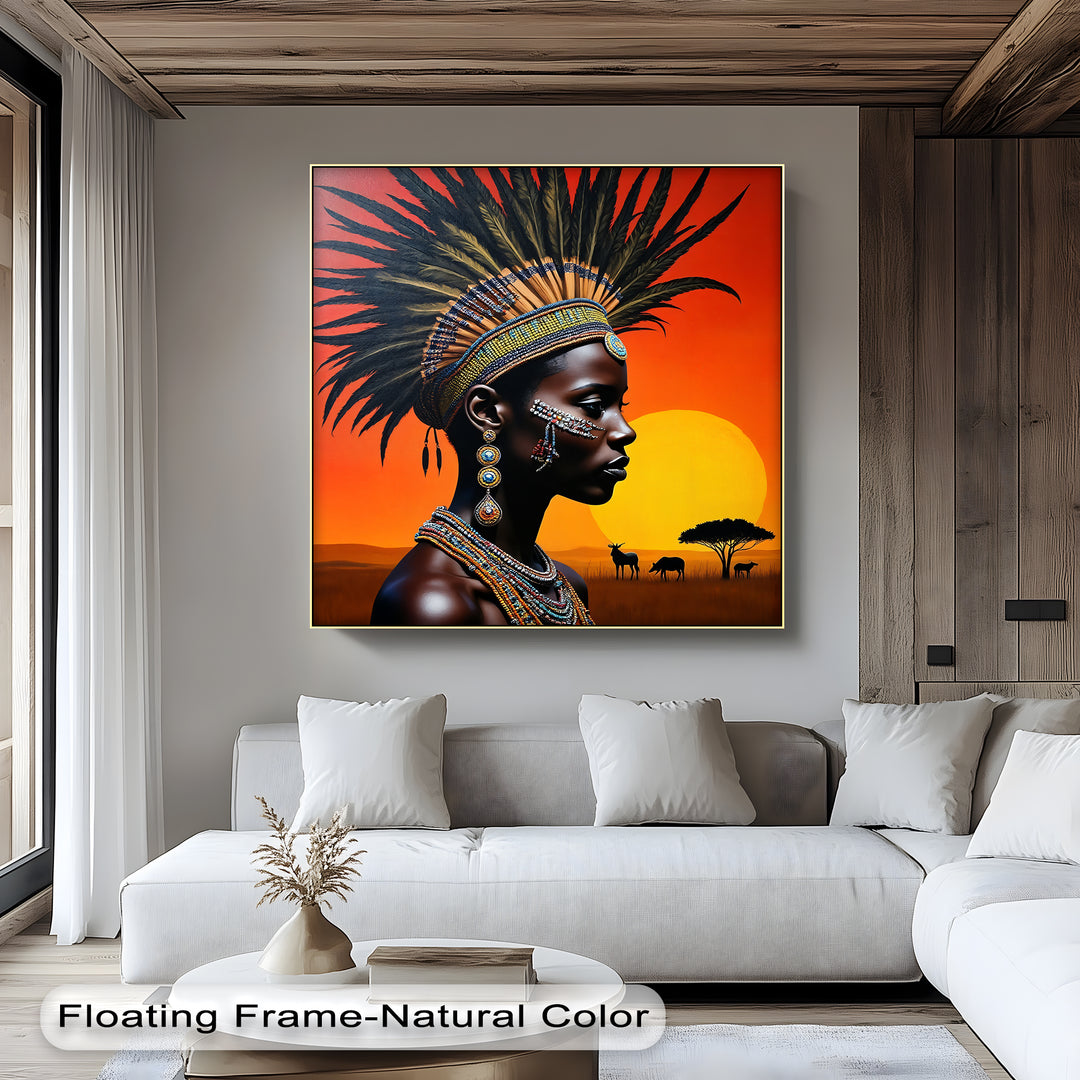 Sunset Majesty – African Tribal Woman Canvas Wall Art | Artwork Canvas