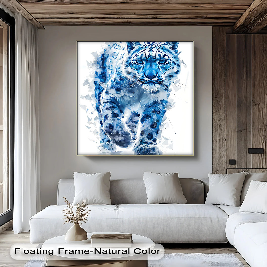 Frostborn Majesty – Blue Snow Leopard in Shattered Ice Style Canvas Prints - MyPhotoStation