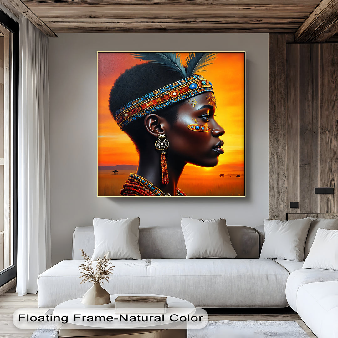 Radiant Sunset Queen – African Woman Canvas Print | Canvas Wall Decor