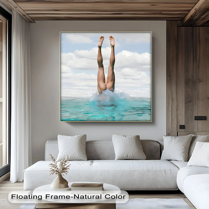 Splash Elegance – Nude Dive into Turquoise Waters Canvas Print - MyPhotoStation
