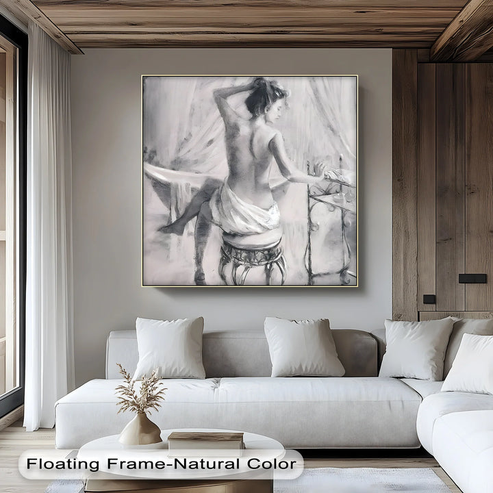 Timeless Elegance – Classical Nude Woman at Vanity Canvas Print - MyPhotoStation