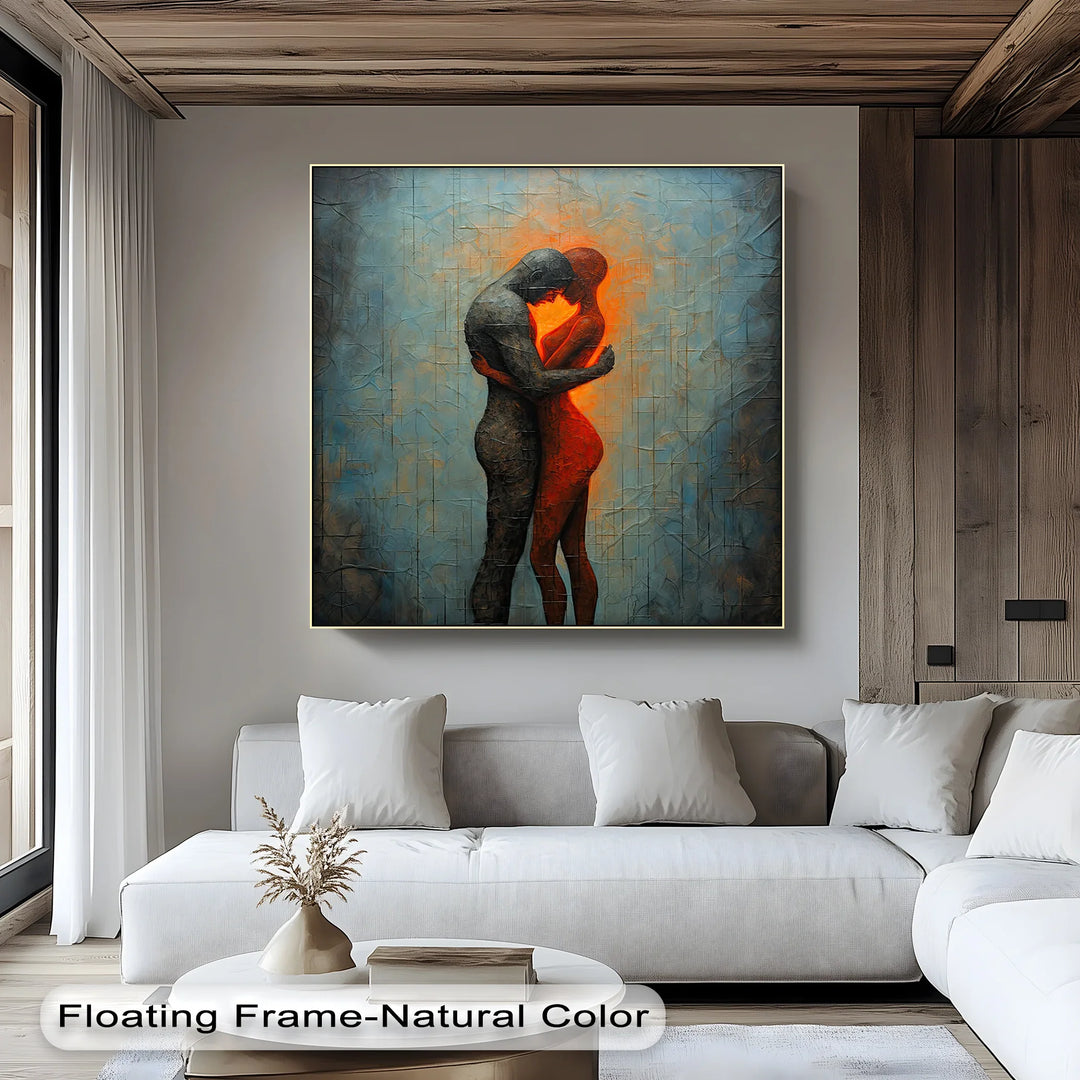 Eternal Embrace – Fiery Lovers in Abstract Passion Canvas Print - MyPhotoStation