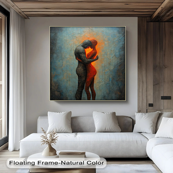Eternal Embrace – Fiery Lovers in Abstract Passion Canvas Print - MyPhotoStation