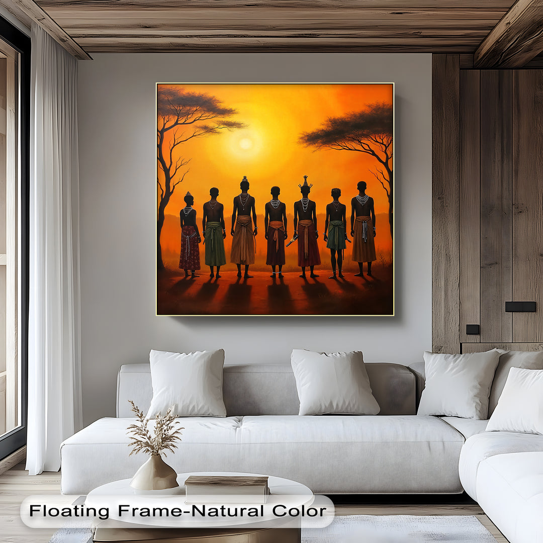 African Tribe at Sunset – Traditional Tribal Canvas Wall Art | Artwork Canvas