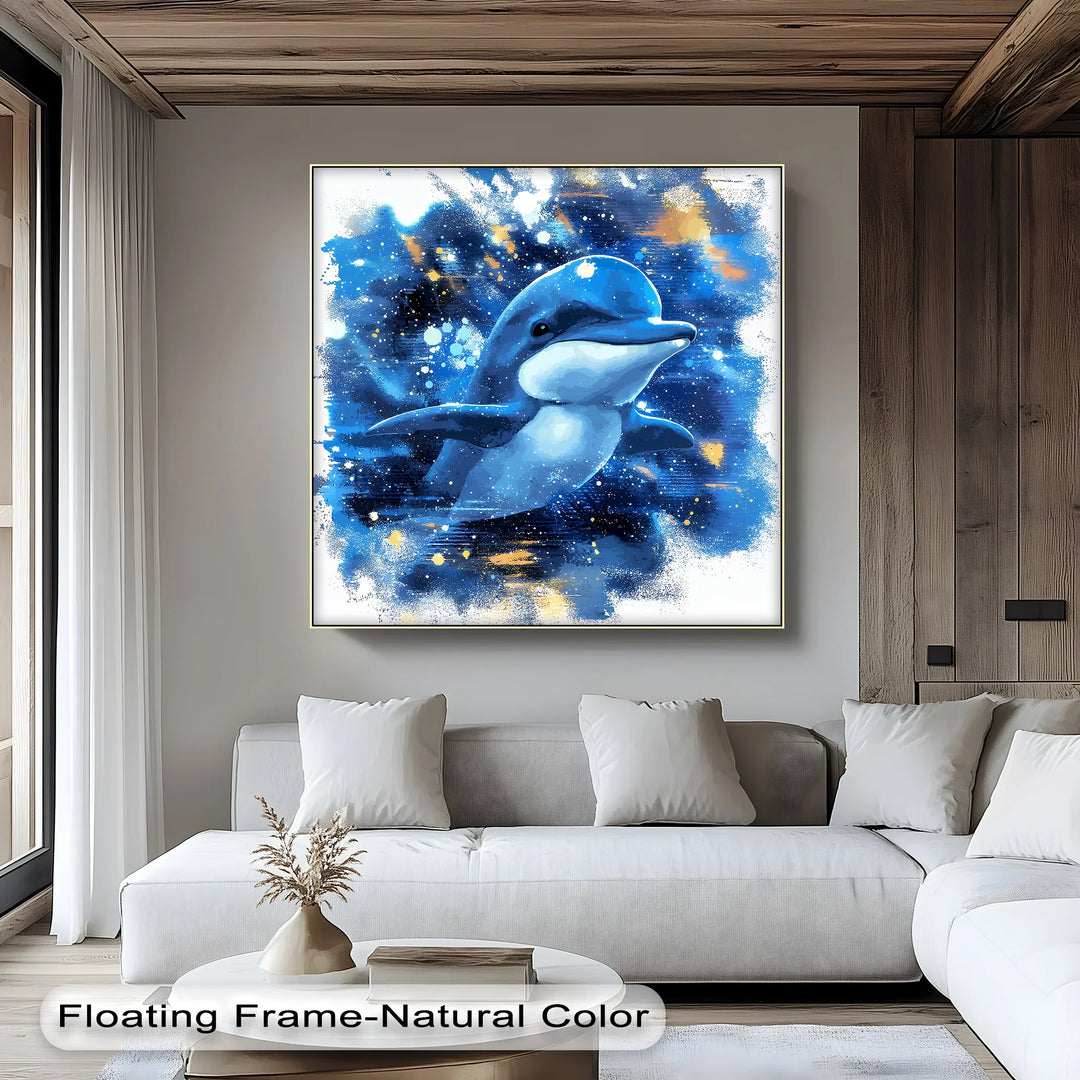 Joyful Ocean Splash – Playful Dolphin Blue Canvas Prints - MyPhotoStation