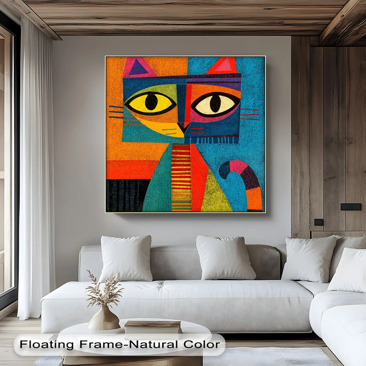 Whimsical Abstract Cat – Colorful Cubist Style Canvas Prints - MyPhotoStation