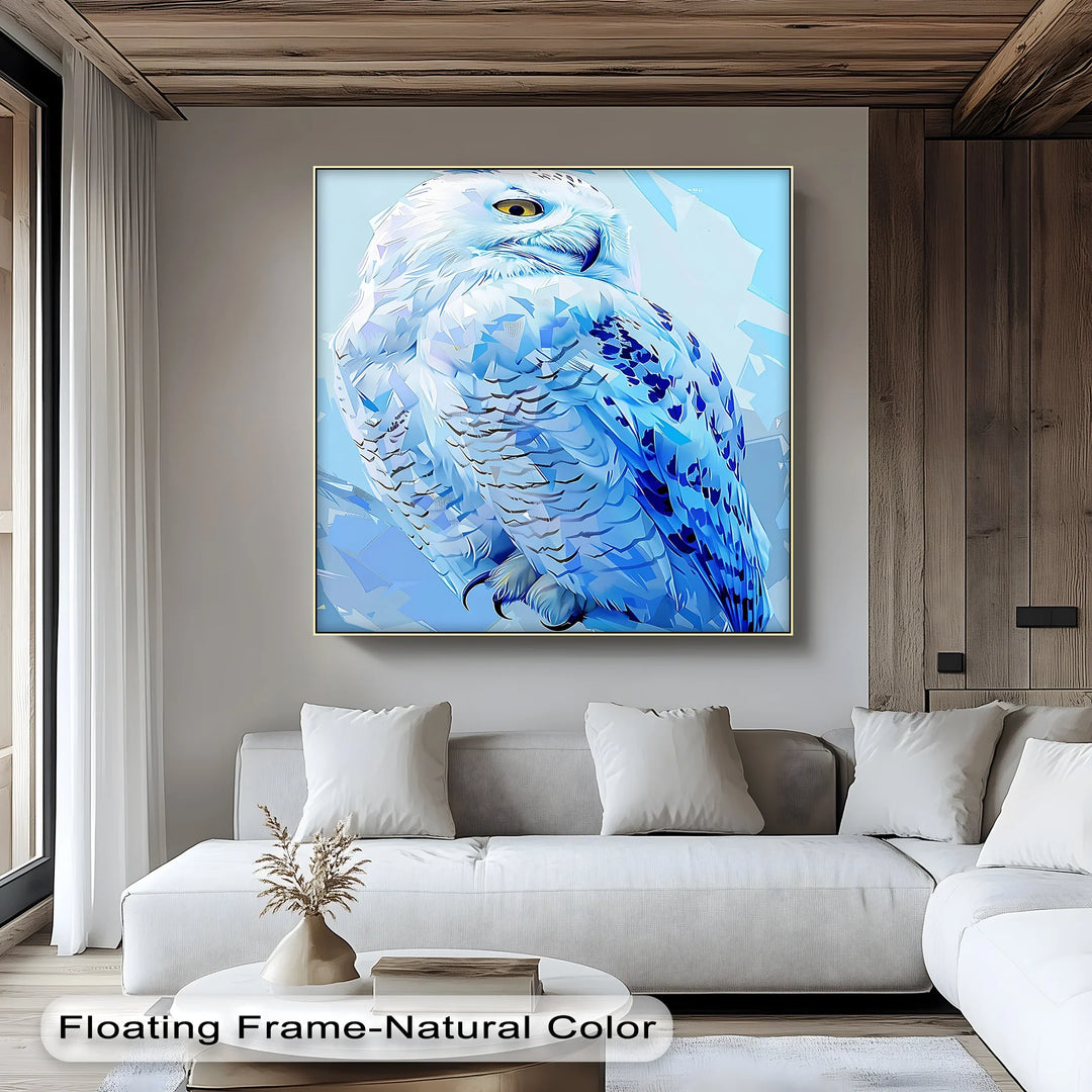 Crystal Gaze – Blue Snow Owl in Geometric Arctic Style Canvas Prints - MyPhotoStation