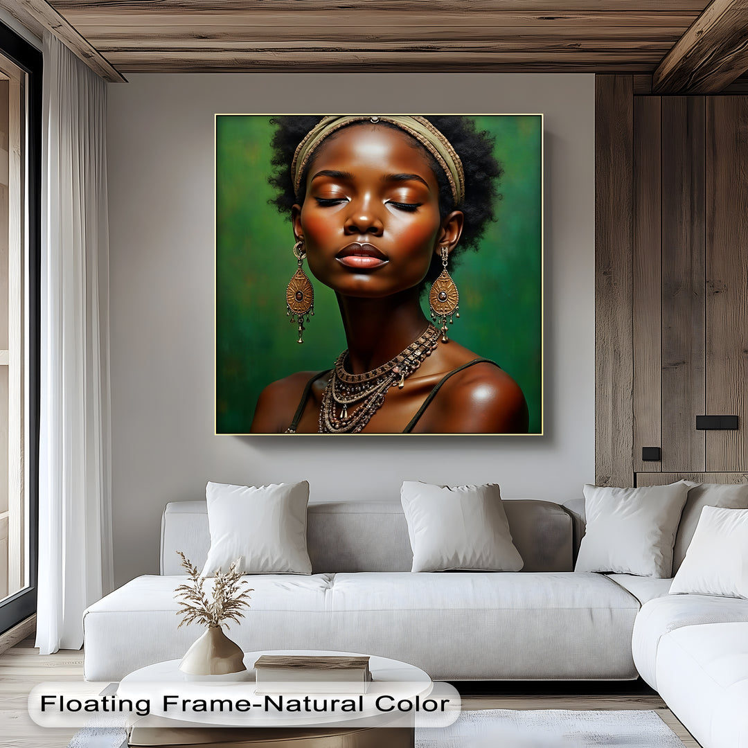 Graceful Serenity – African Woman Portrait Canvas Wall Art | Framed Art