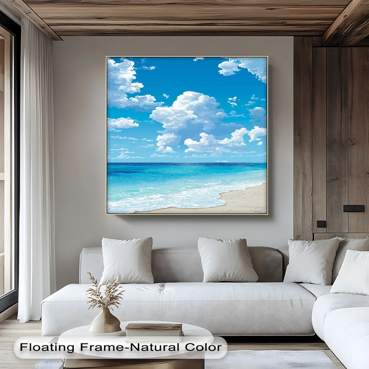 Tranquil Ocean Horizon with Clouds – Coastal Serenity Canvas Print - MyPhotoStation