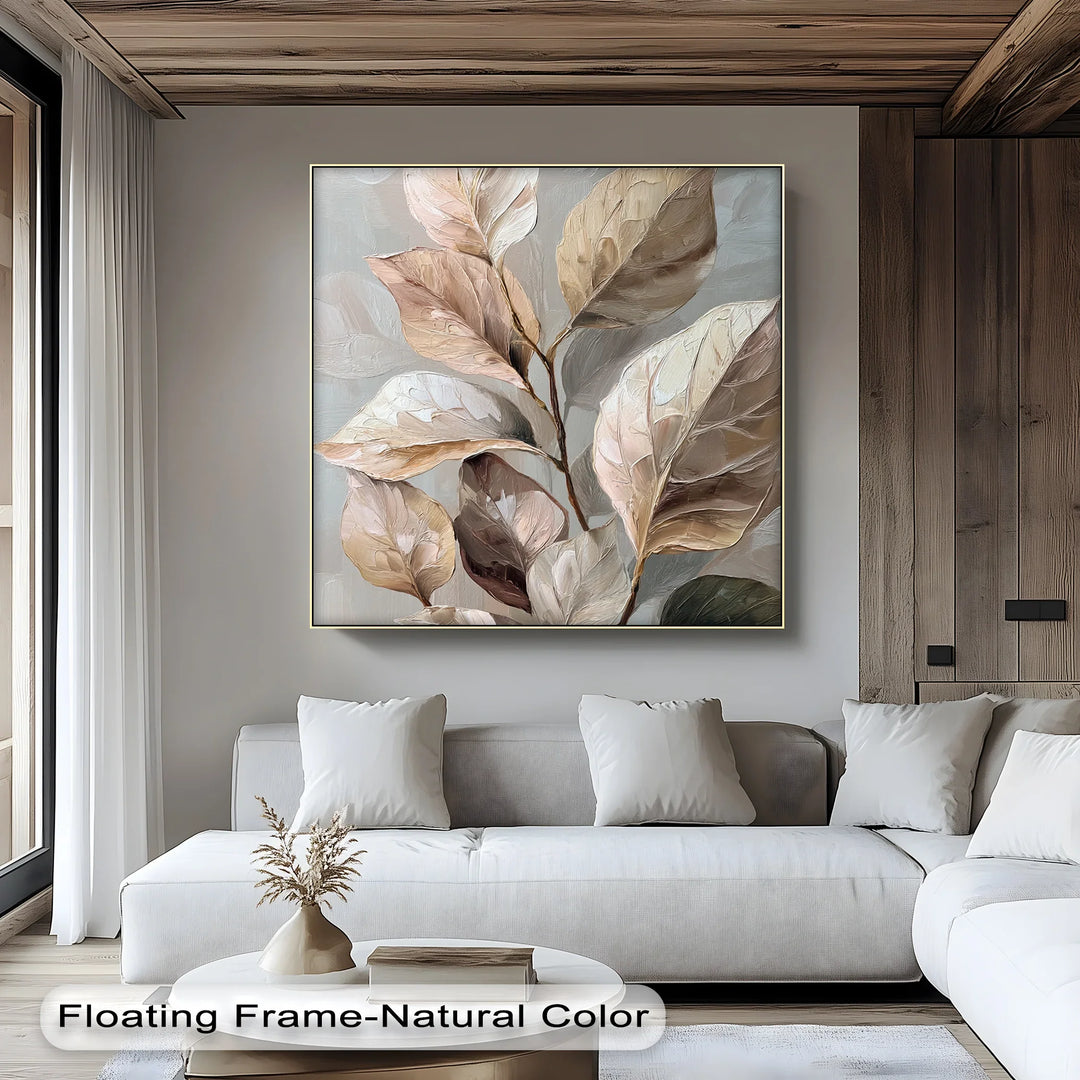 Elegant Earth-Toned Leaves – Neutral Abstract Botanical Canvas Print - MyPhotoStation