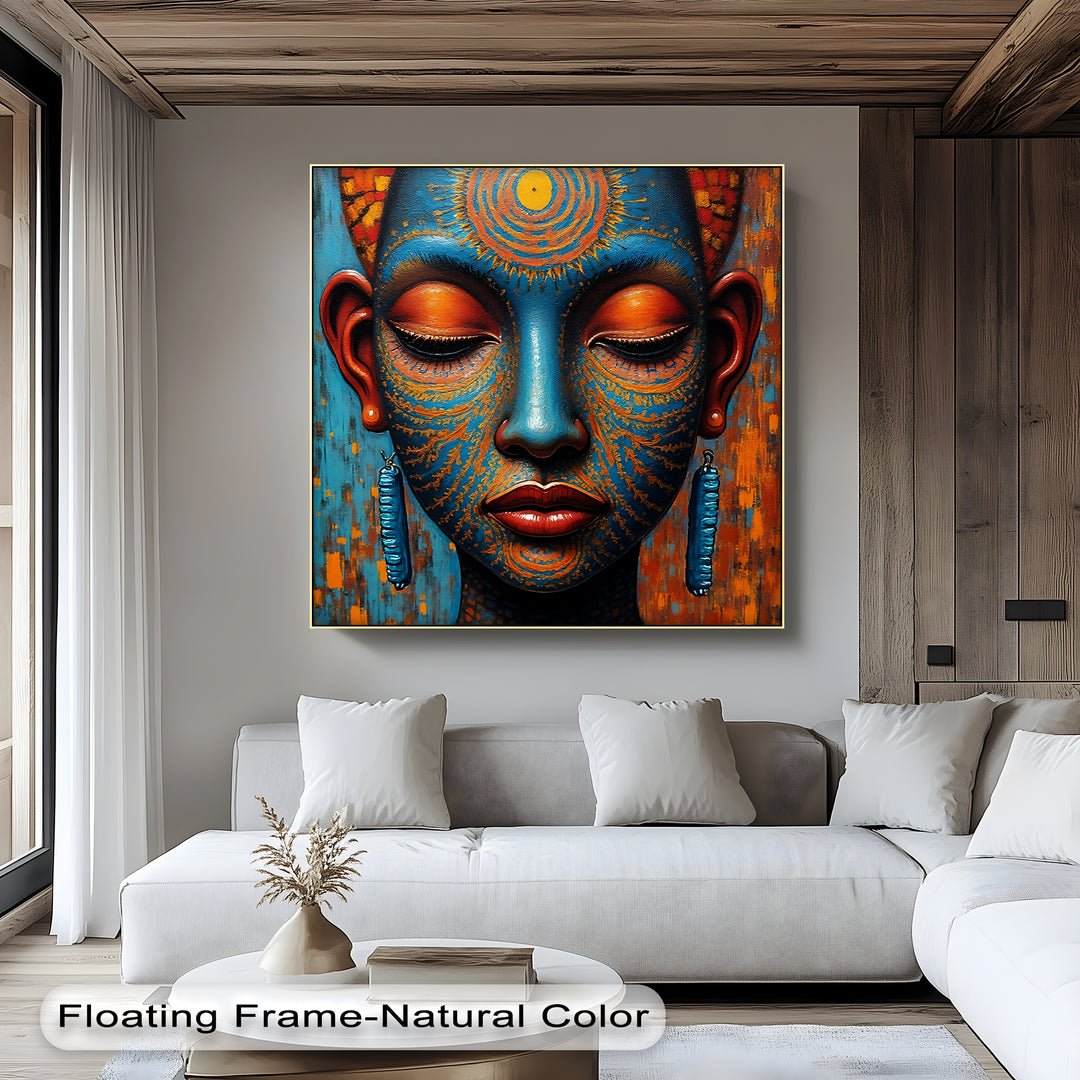 Sacred African Goddess Portrait – Tribal Ethnic Canvas Wall Art | Framed Canvas
