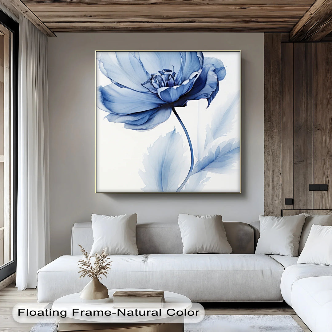 Petal Elegance – Minimalist Blue Bloom Blue Canvas Prints - MyPhotoStation