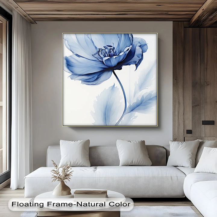 Petal Elegance – Minimalist Blue Bloom Blue Canvas Prints - MyPhotoStation