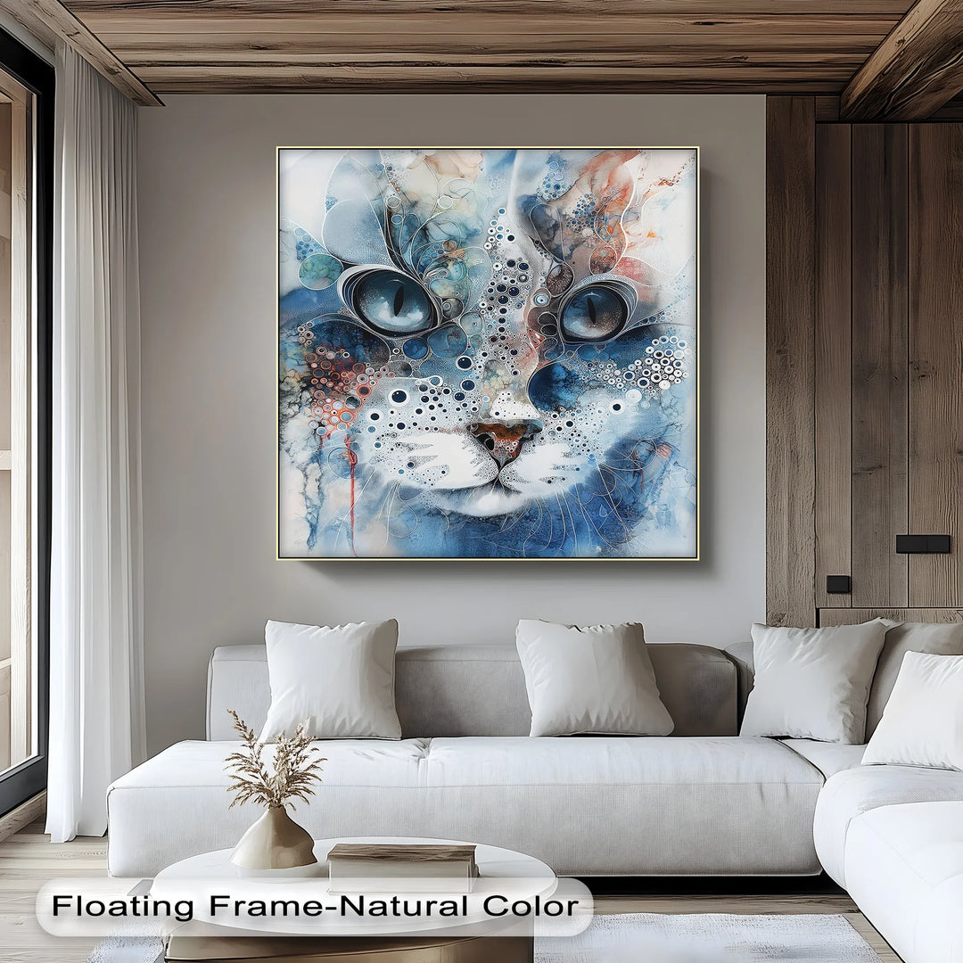 Mystic Whiskers – Abstract Blue Cat Portrait Blue Canvas Prints - MyPhotoStation