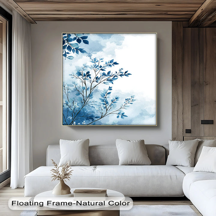 Indigo Breeze Botanical – Watercolor Leaf Design Blue Canvas Prints - MyPhotoStation