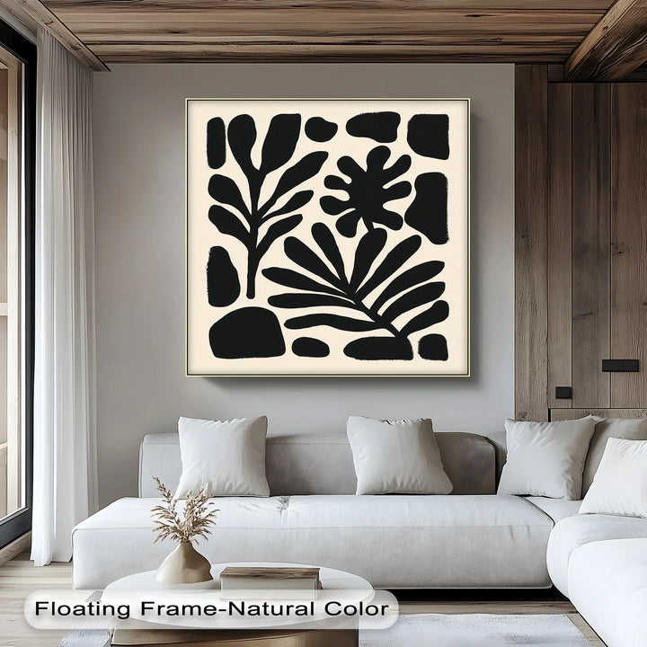 Modern Botanical Silhouettes – Minimalist Black and Beige Canvas Print - MyPhotoStation