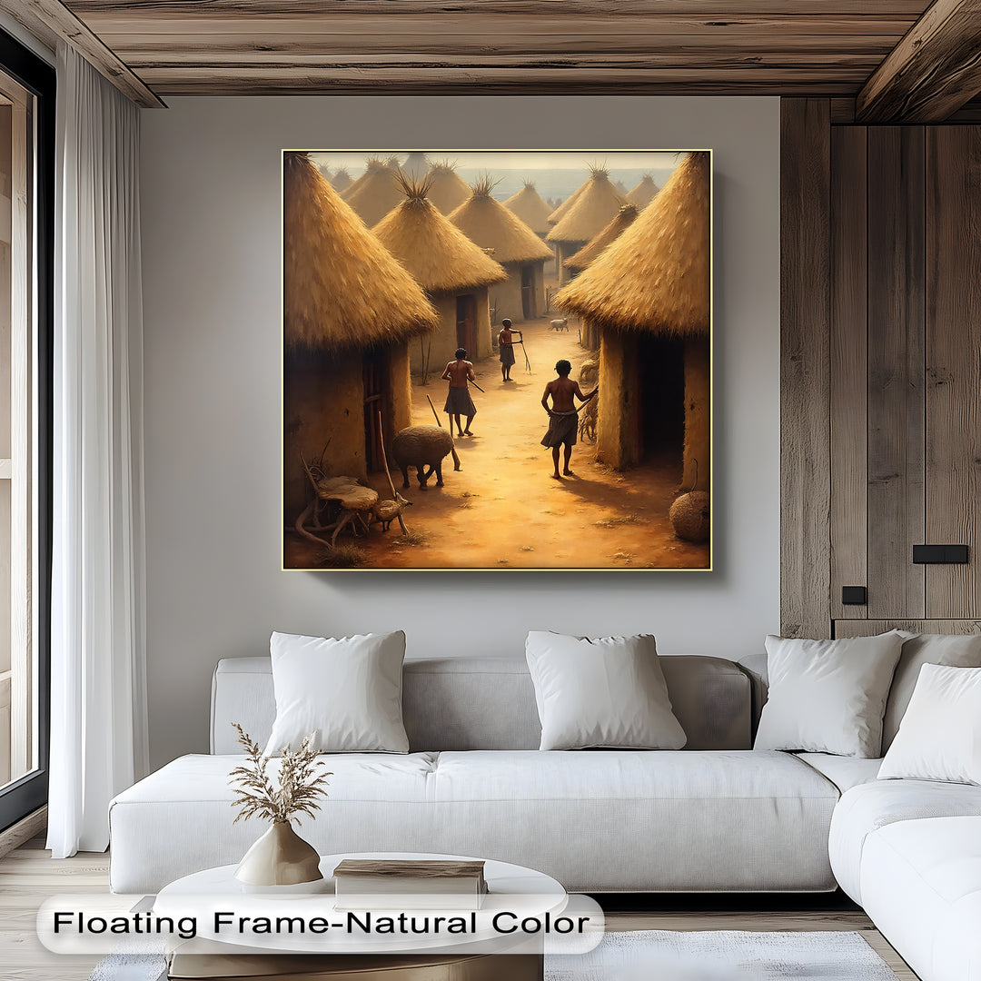 African Village Life – Traditional Tribal Canvas Wall Art | Artwork Canvas