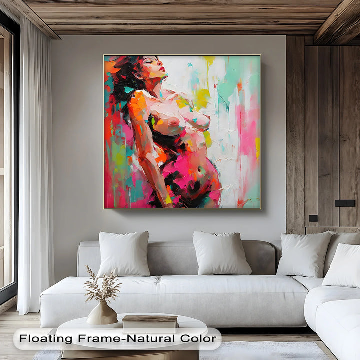 Radiant Surrender – Bold Expressionist Nude Canvas Print - MyPhotoStation