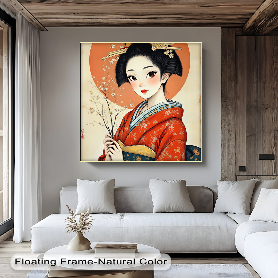 Radiant Elegance – Japanese Geisha Kimono Canvas Print | Canvas Art
