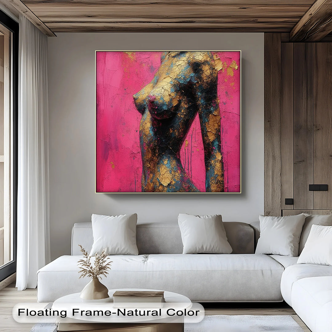 Golden Cracks – Textured Abstract Female Figure Canvas Print - MyPhotoStation