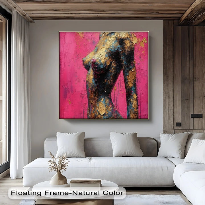 Golden Cracks – Textured Abstract Female Figure Canvas Print - MyPhotoStation