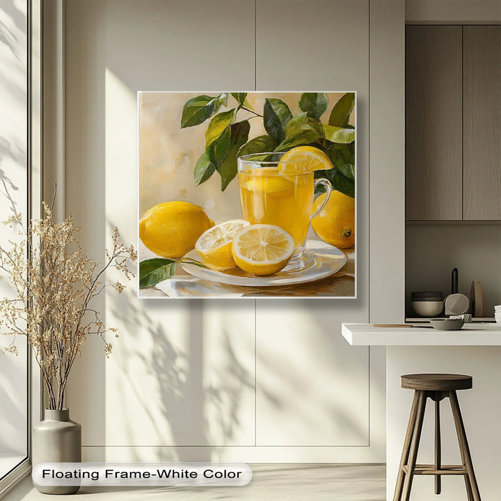 Citrus Morning – Lemon Tea Still Life Kitchen Canvas Print - MyPhotoStation