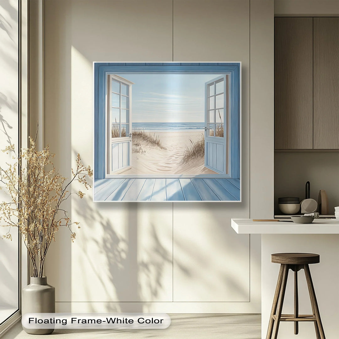 Open to the Sea – Tranquil Beach View Kitchen Canvas Print - MyPhotoStation