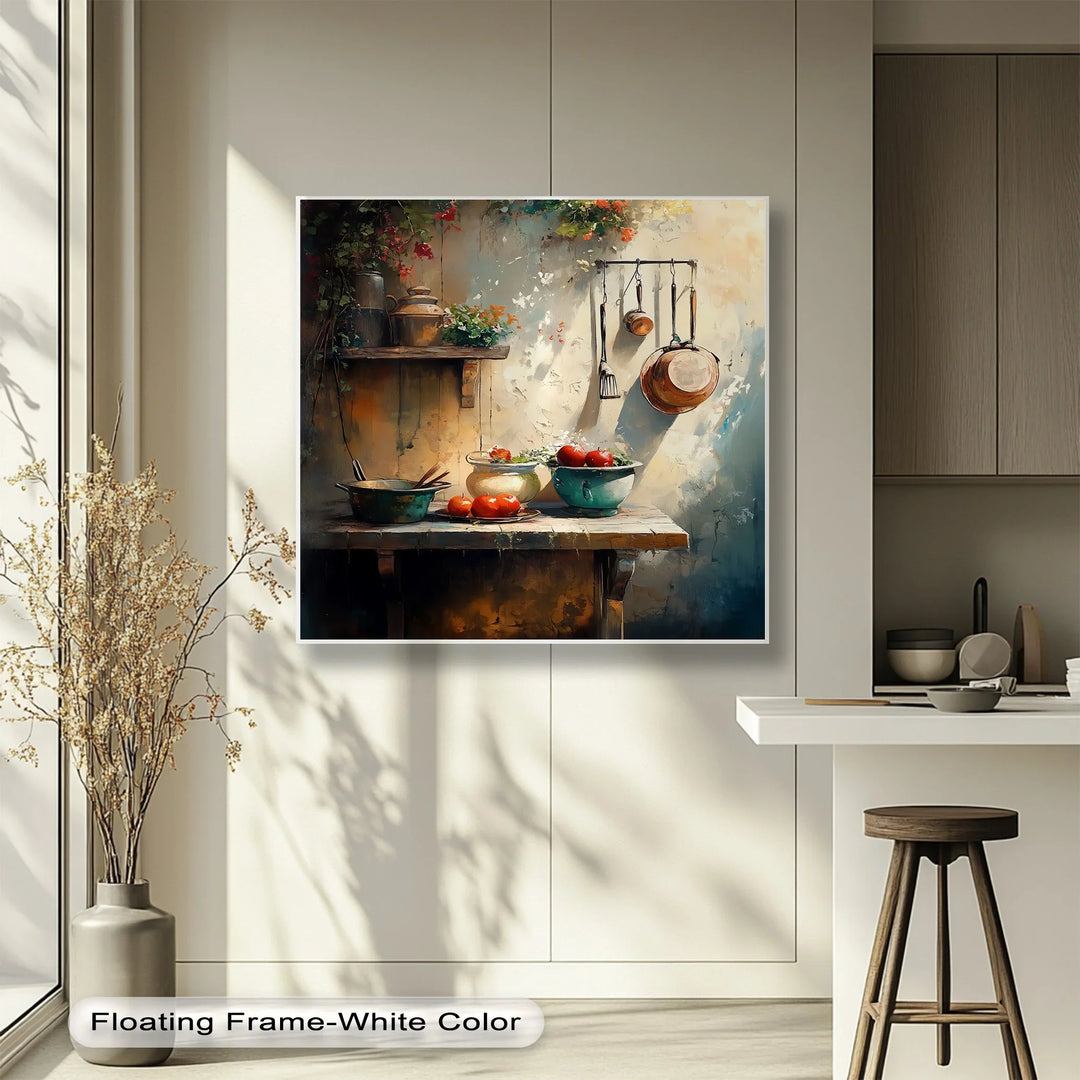 Tuscan Courtyard Kitchen – Rustic Mediterranean Canvas Print - MyPhotoStation