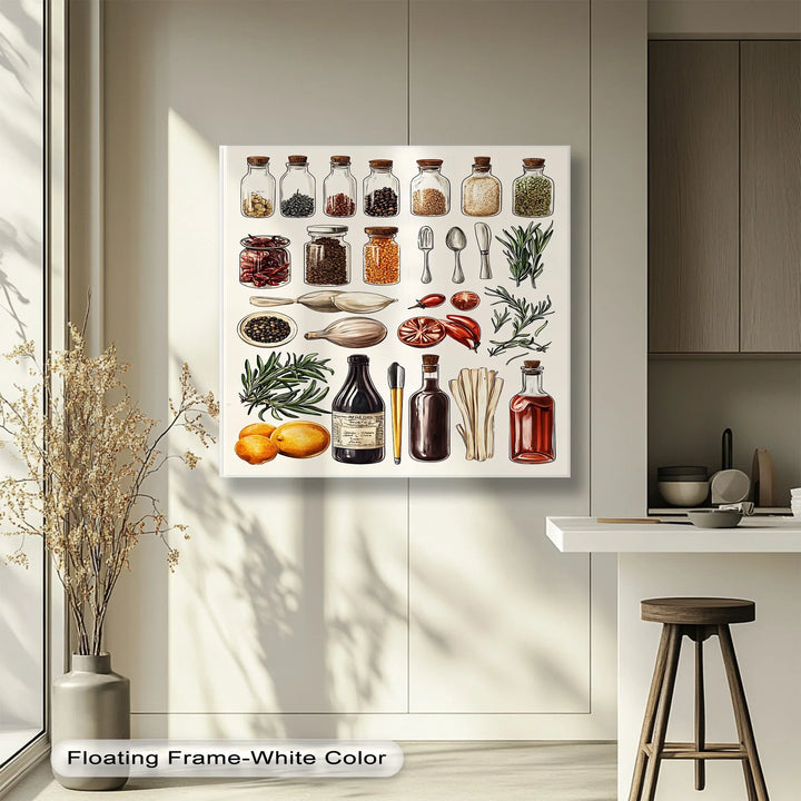 Kitchen Essentials – Illustrated Herbs & Spices Canvas Print - MyPhotoStation