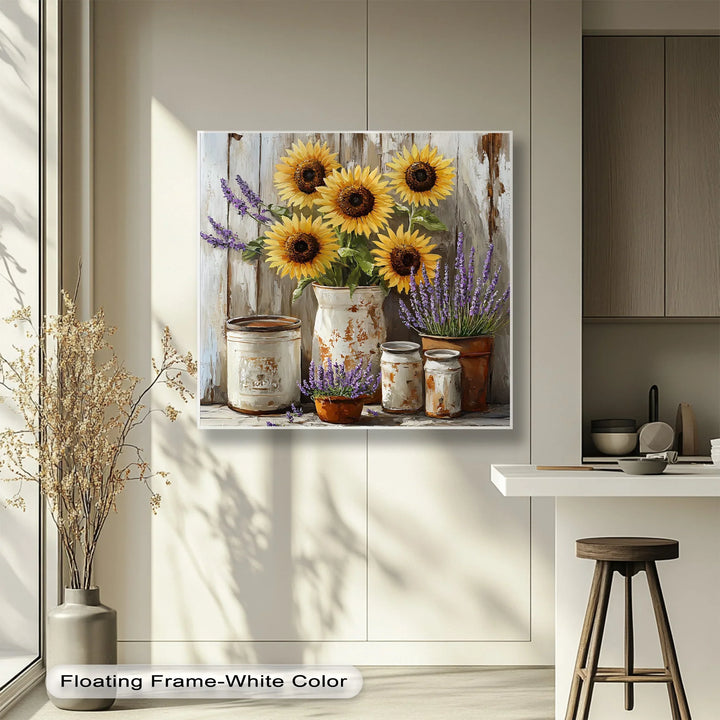 Sunflowers & Lavender – Rustic Farmhouse Floral Canvas Print - MyPhotoStation