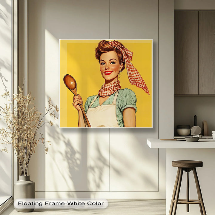 Retro Kitchen Muse – Vintage Cooking Lady Canvas Print - MyPhotoStation