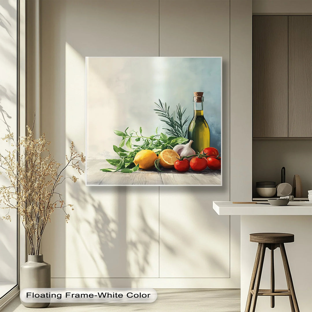 Essence of the Mediterranean – Olive Oil & Herb Kitchen Canvas Print - MyPhotoStation