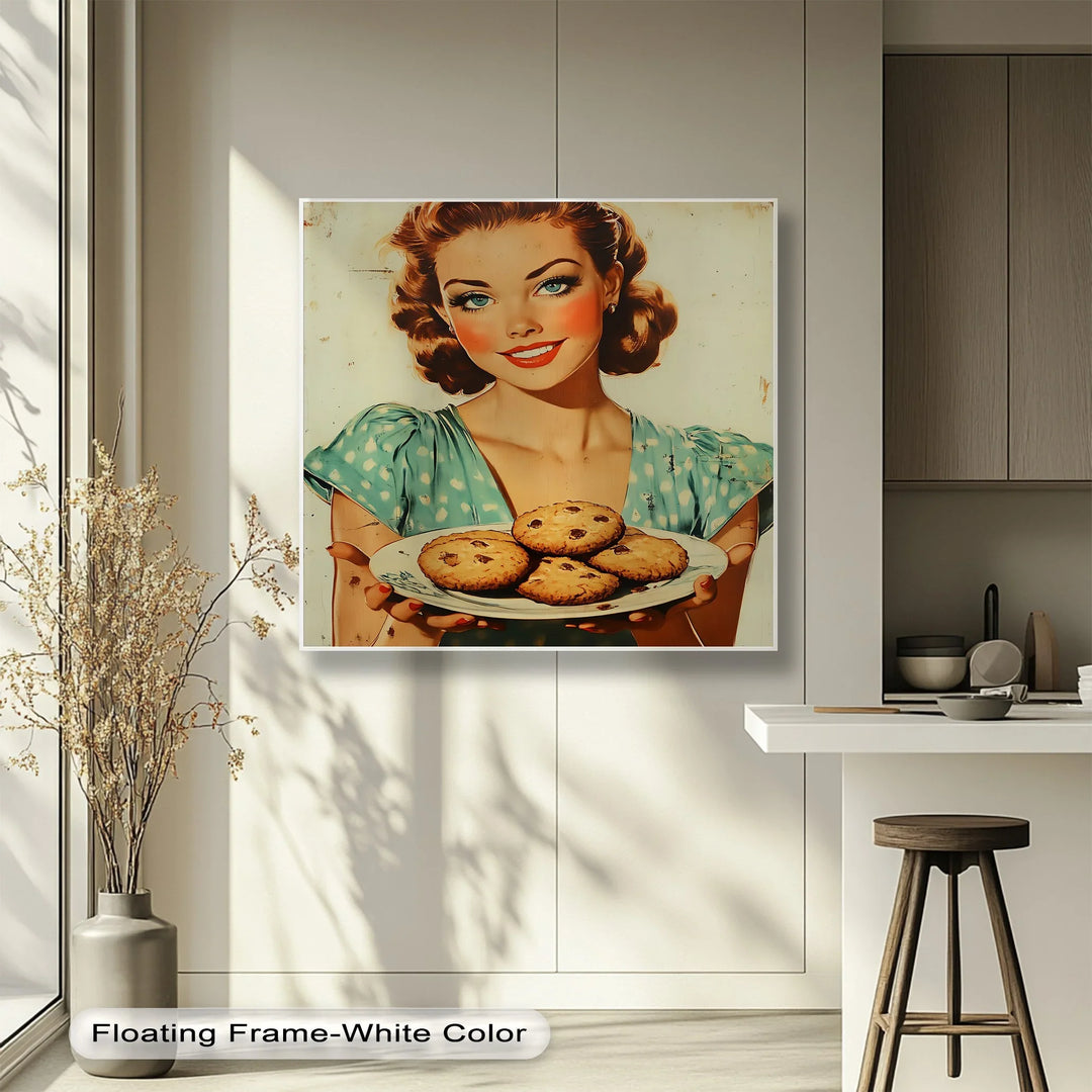 Sweet Smile – Retro Cookie Lady Kitchen Canvas Print - MyPhotoStation