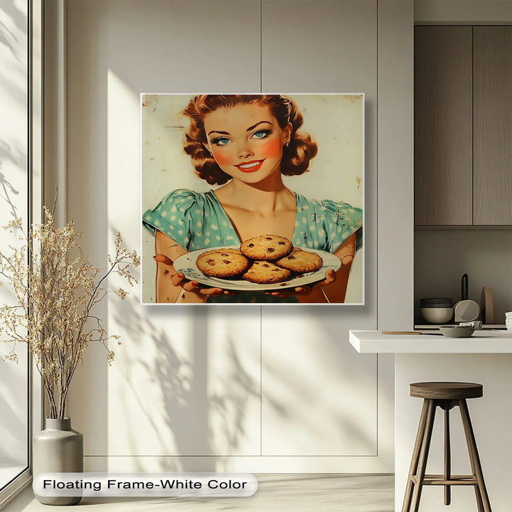 Sweet Smile – Retro Cookie Lady Kitchen Canvas Print - MyPhotoStation