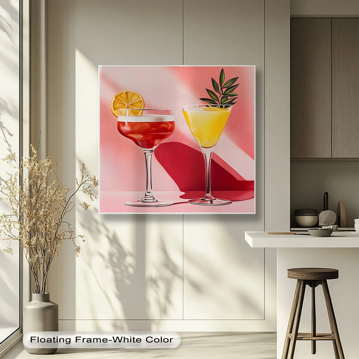 Sunset Sips – Modern Cocktail Glasses Canvas Print - MyPhotoStation