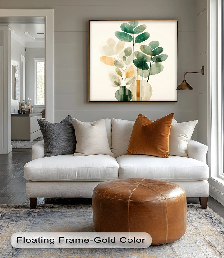 Modern Botanical Silhouettes in Glass Vases – Minimal Nature Canvas Print - MyPhotoStation