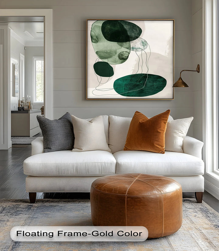 Floating Emerald Forms – Contemporary Abstract Canvas Print - MyPhotoStation