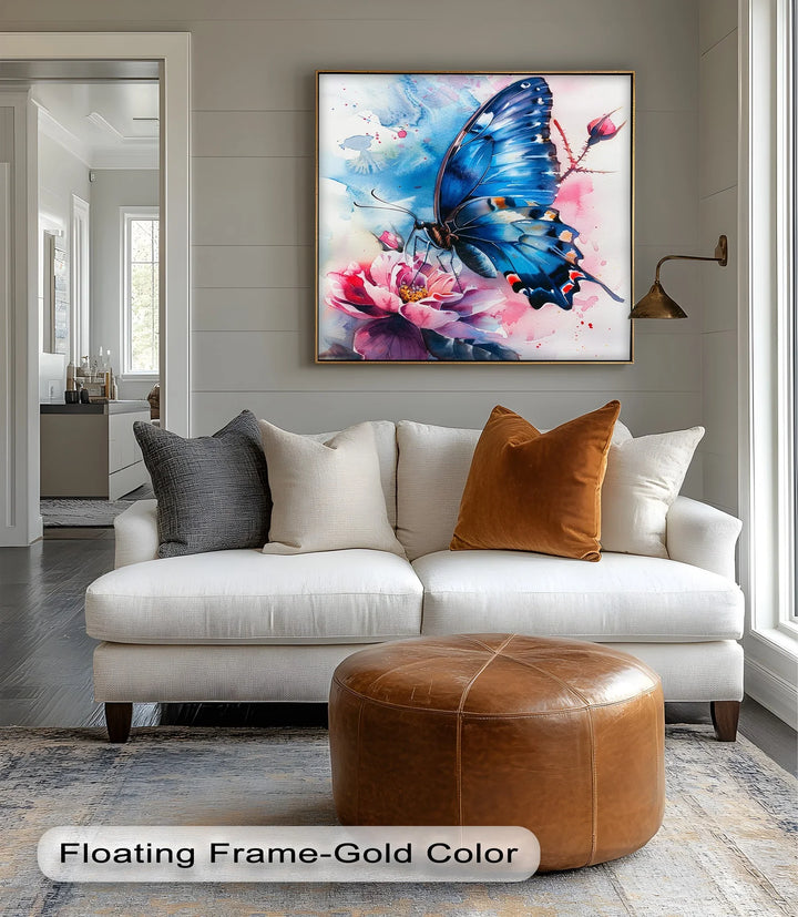 Blue Grace – Butterfly on Bloom Animal Canvas Print - MyPhotoStation
