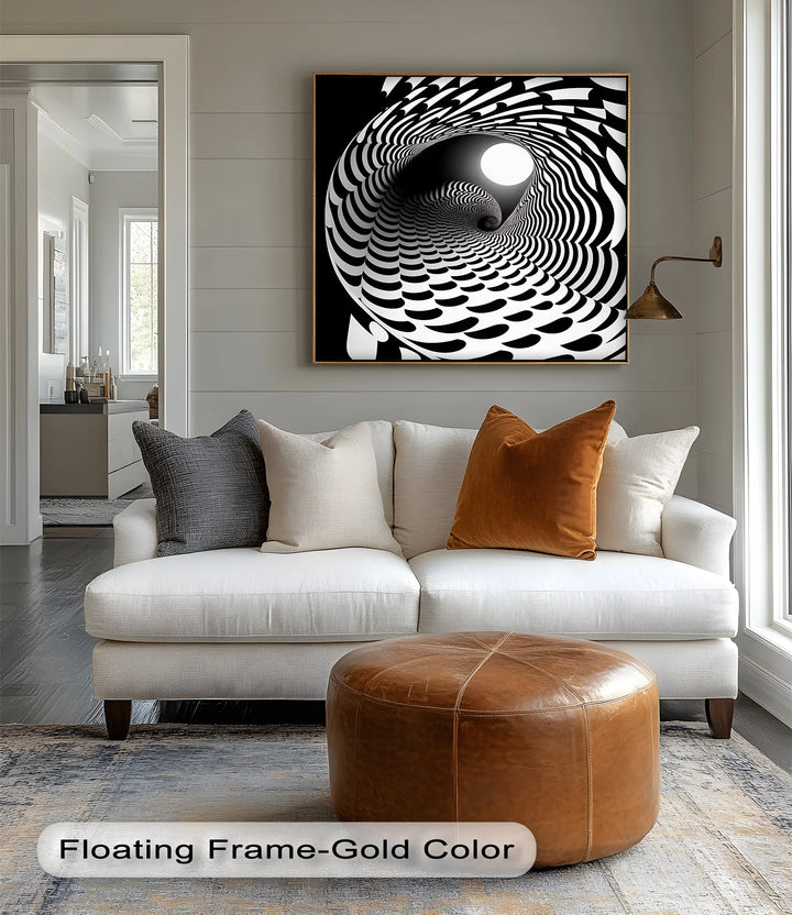 Hypnotic Spiral Tunnel – Black & White Canvas Print - MyPhotoStation