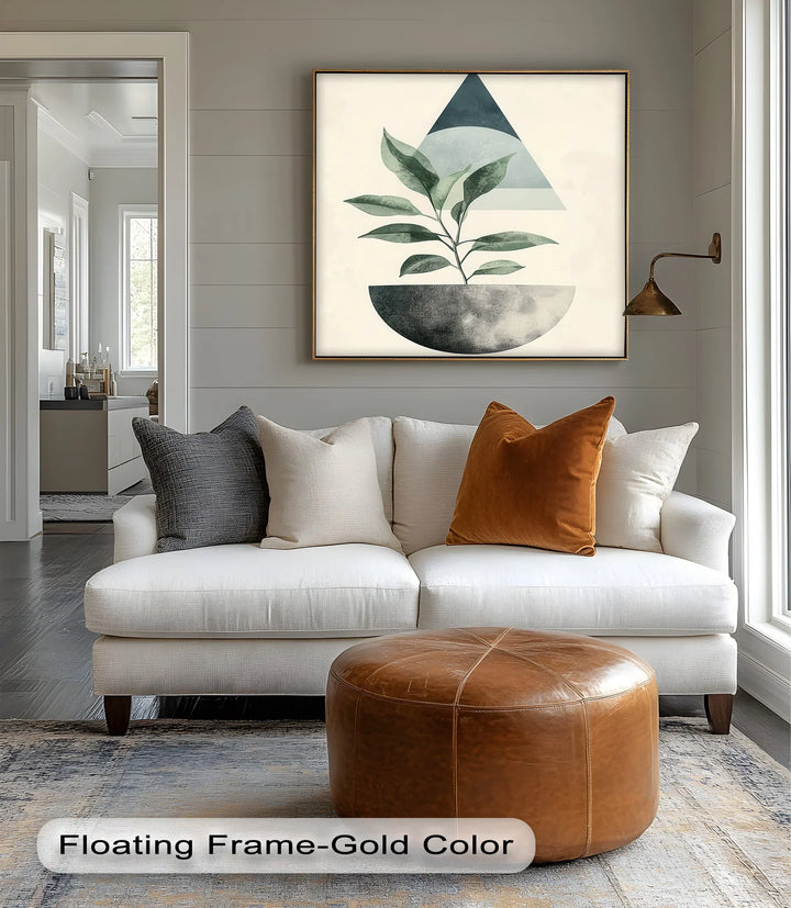 Modern Harmony – Geometric Plant Abstract Canvas Print - MyPhotoStation