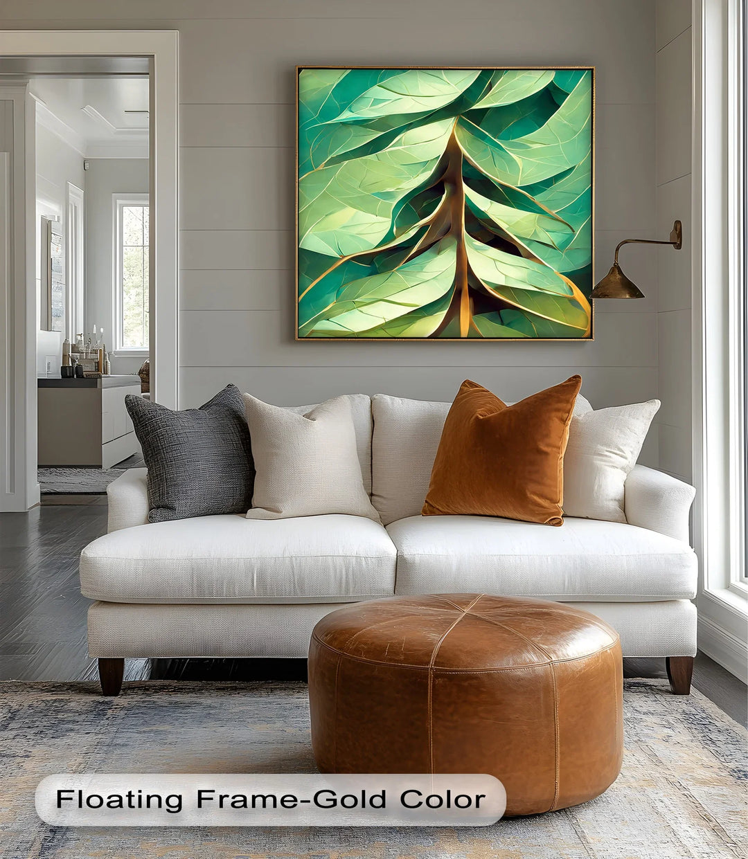 Radiant Leaf Veins – Stylized Botanical Geometry Canvas Print - MyPhotoStation