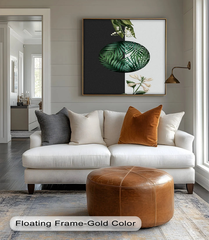 Botanical Balance – Monochrome Floral Contrast Canvas Print - MyPhotoStation