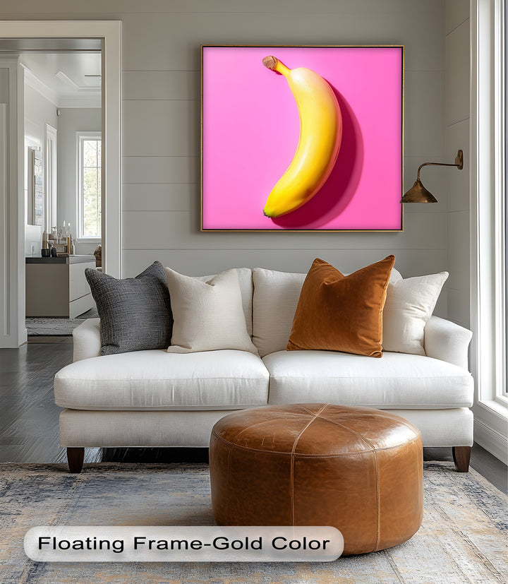 Pop Banana – Bold Yellow Fruit on Pink Canvas Print