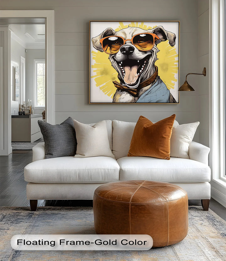 Sunshine Smile Pup – Retro Cool Dog Portrait Puppies Canvas Print - MyPhotoStation