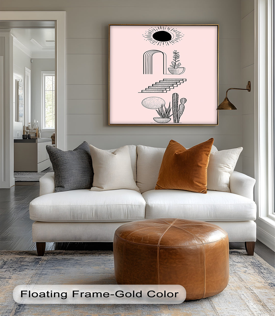 Desert Geometry – Minimalist Boho Cactus Canvas Print