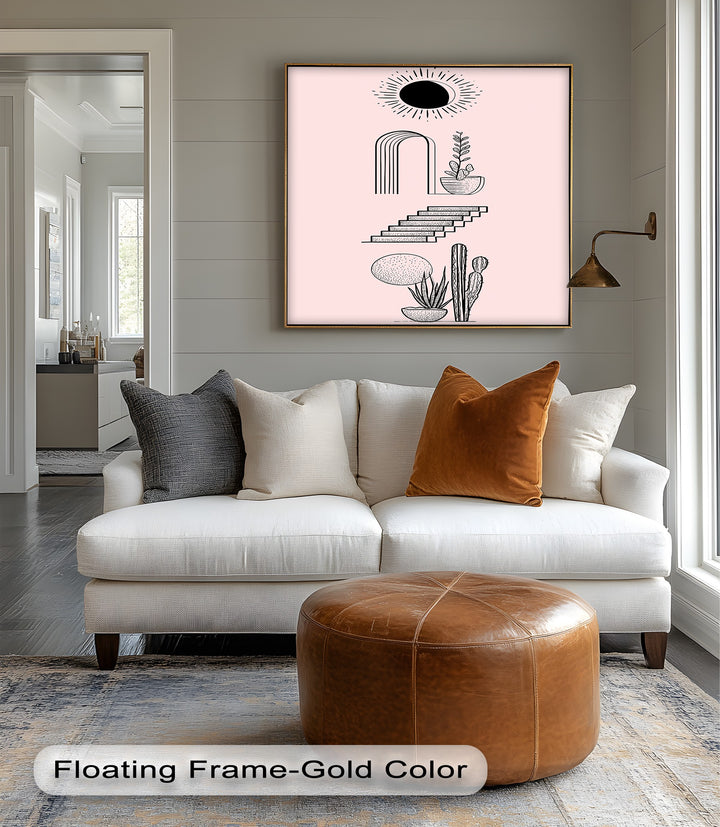 Desert Geometry – Minimalist Boho Cactus Canvas Print