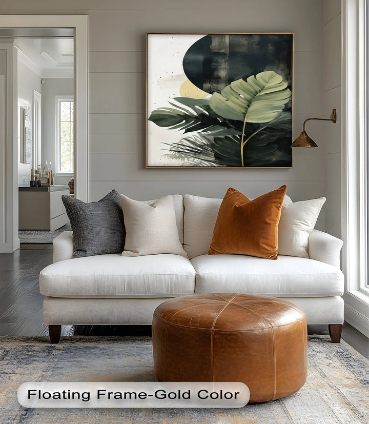 Tropical Eclipse – Modern Monstera Leaf Canvas Print - MyPhotoStation