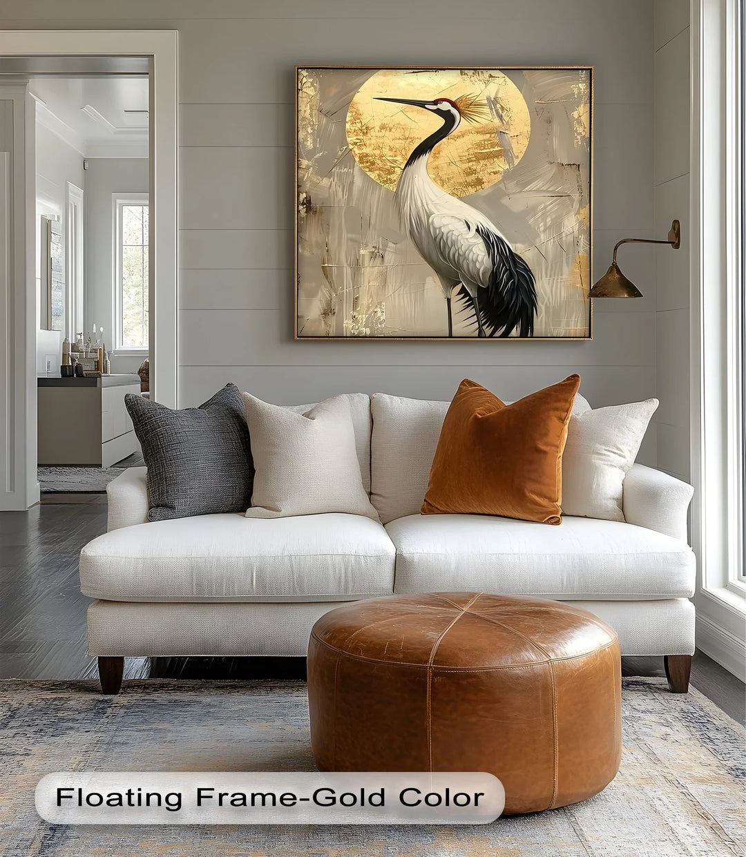 Golden Sun and Standing Crane – Elegant Crane Animal Canvas Print - MyPhotoStation
