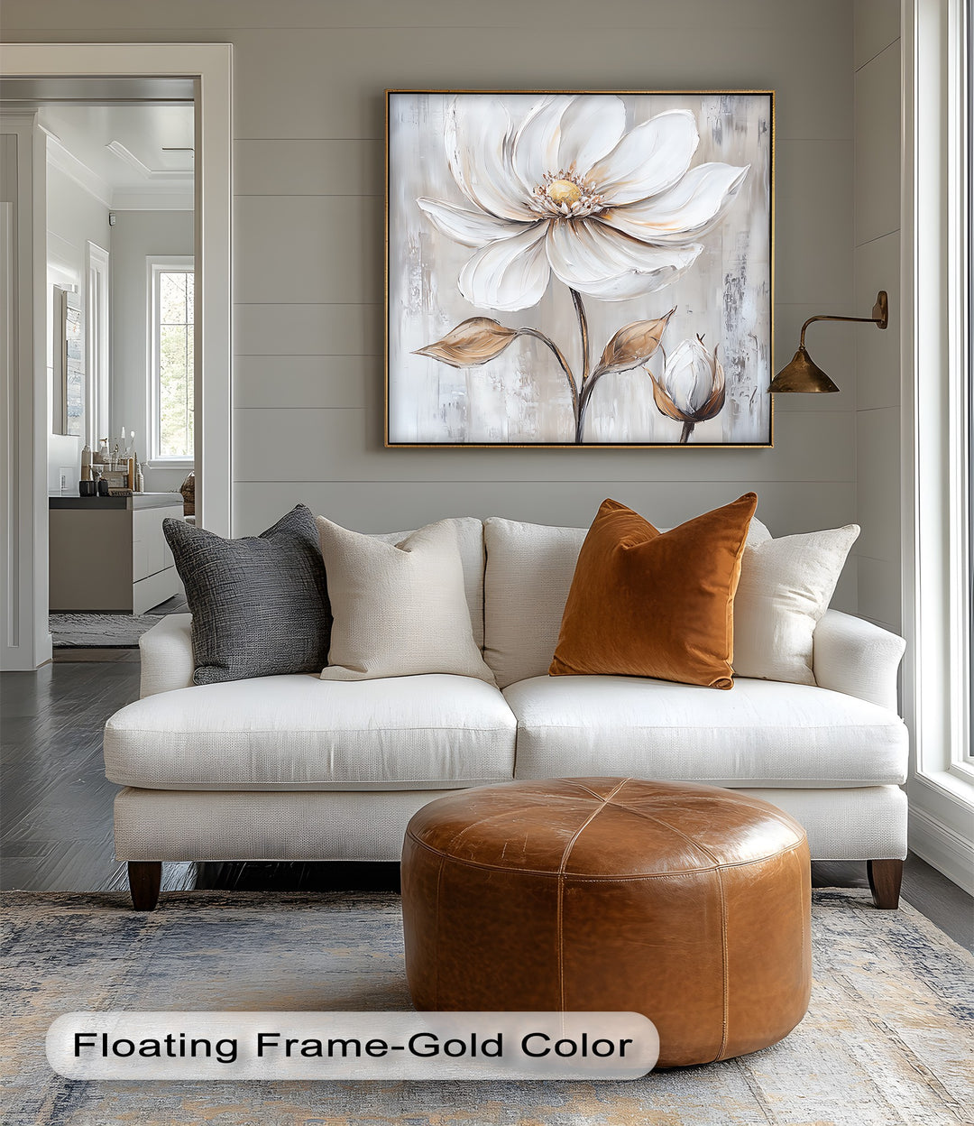 Ivory Bloom Harmony – modern neutral tone canvas flower print

