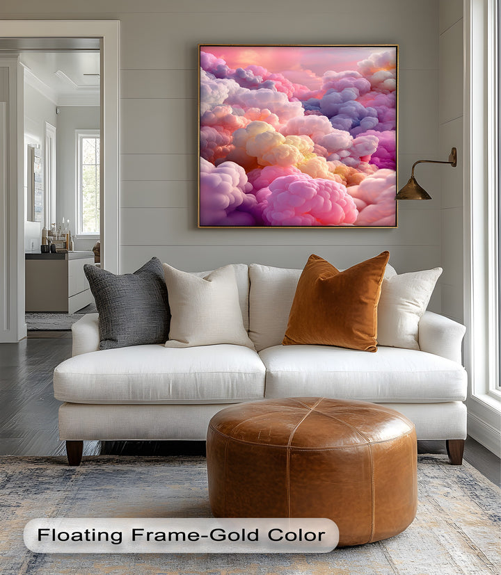Cotton Sky Mirage – Dreamlike Pastel Cloudscape Canvas Print